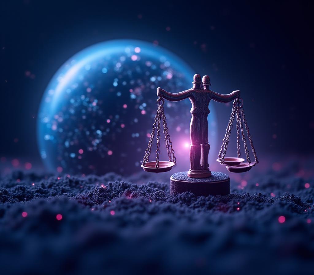 Abstract conceptual image of digital law and logistics connectivity