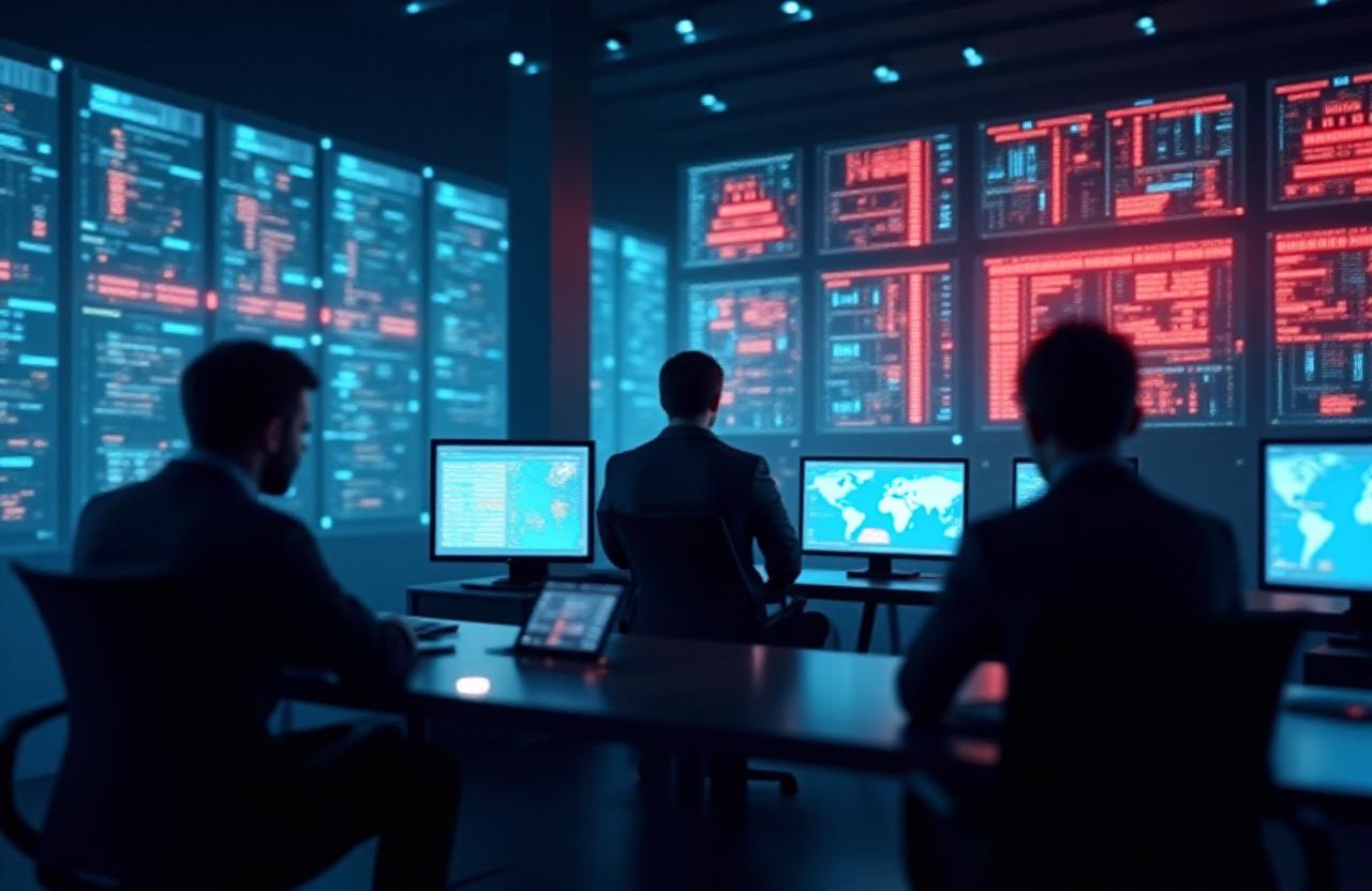 High-tech global shipping dashboard overlaid on a dark logistics background